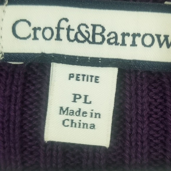 Croft & Barrow Full Zip 2 Tone Purple Sweater Jacket. Size Petite Large. - Picture 7 of 8